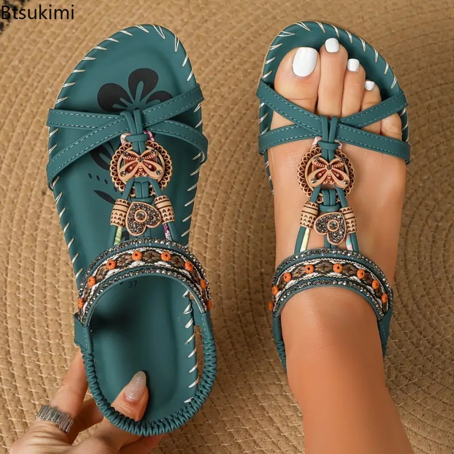 The Ethnic Fashion - 여성 보헤미안 샌들 야외 해변 드레스