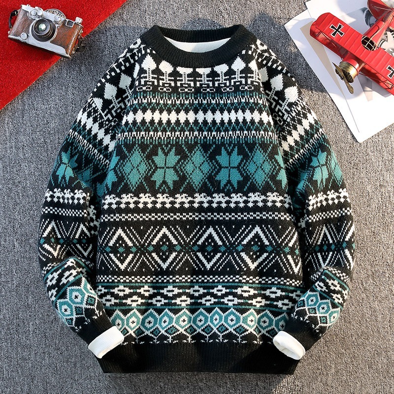 남성용 가을 겨울 풀오버 라운드 넥 긴팔 캐주얼 민족  - Ethnic Fashion For Men 리뷰 및 가격
