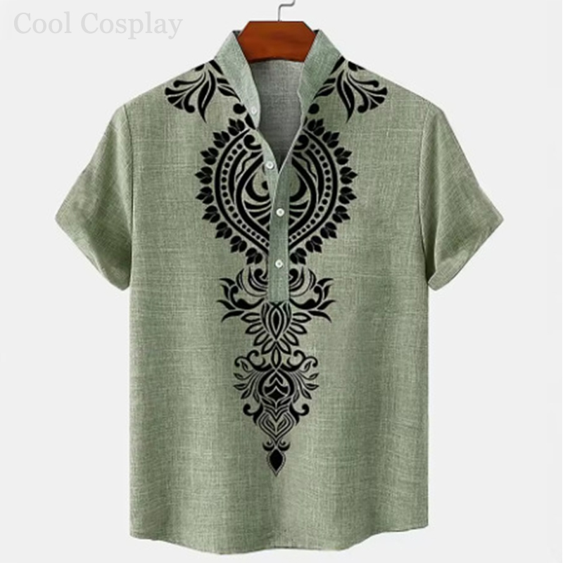 남성 레트로 헨리 셔츠 남성용 3D 프린팅 에스닉 스타 - Ethnic Fashion For Men 리뷰 및 가격