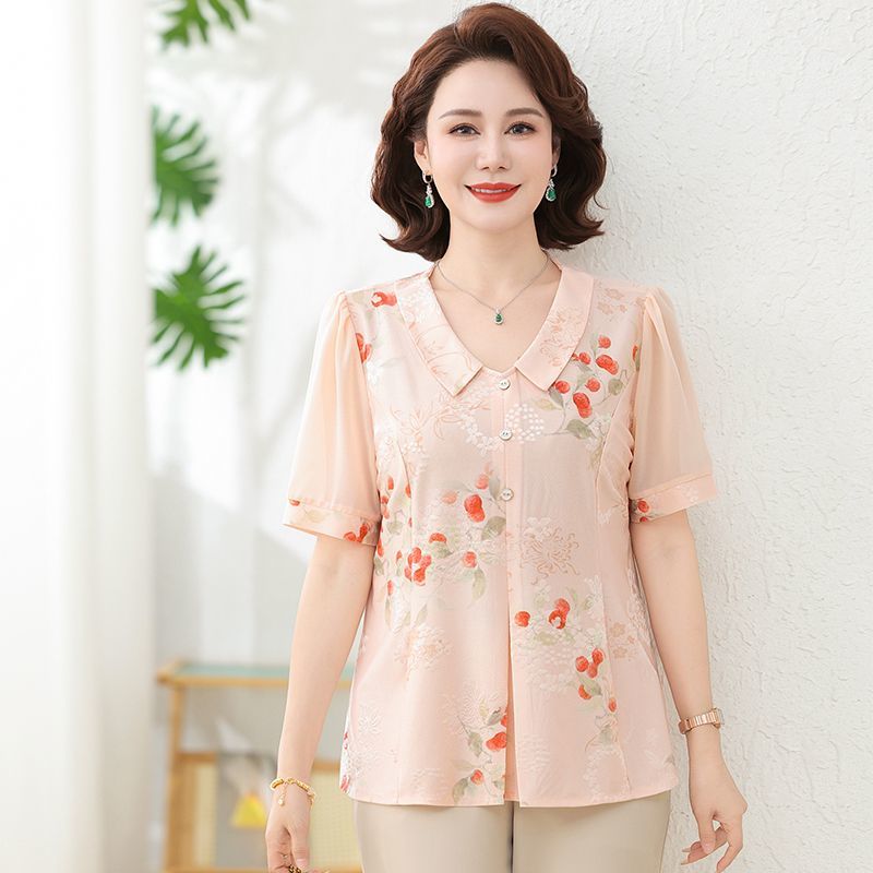 세련된 여름 통근 중년 여성용 크루넥 티셔츠 에스닉 엄 - The Ethnic Fashion 리뷰 및 가격