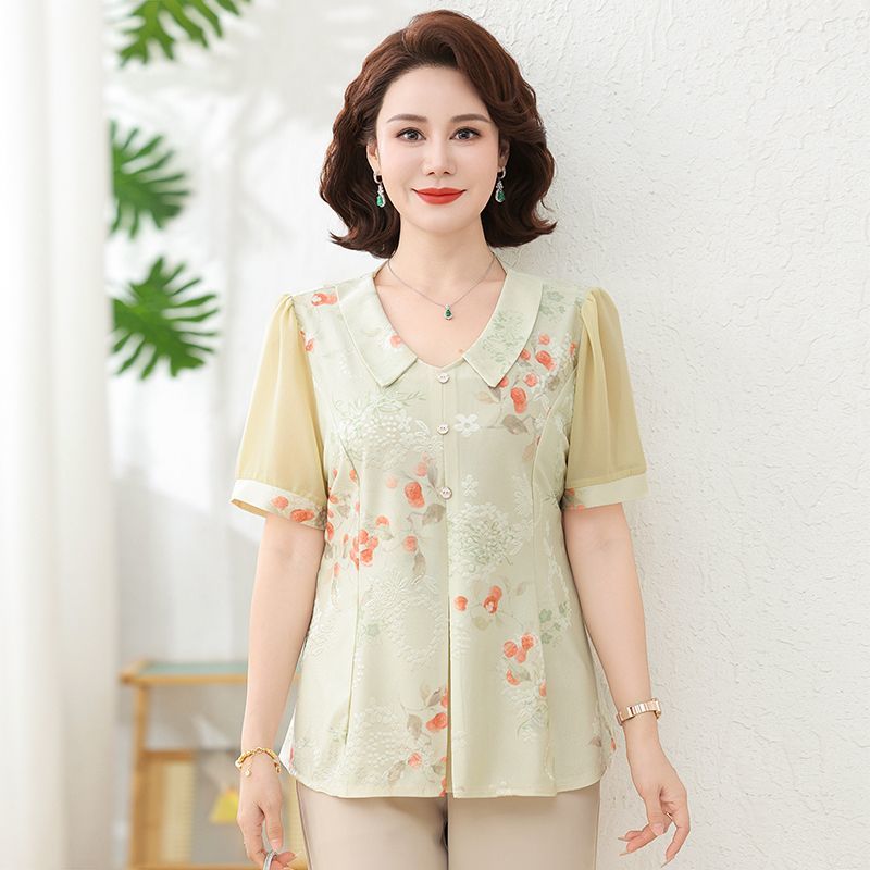 세련된 여름 통근 중년 여성용 크루넥 티셔츠 에스닉 엄 - The Ethnic Fashion 리뷰 및 가격