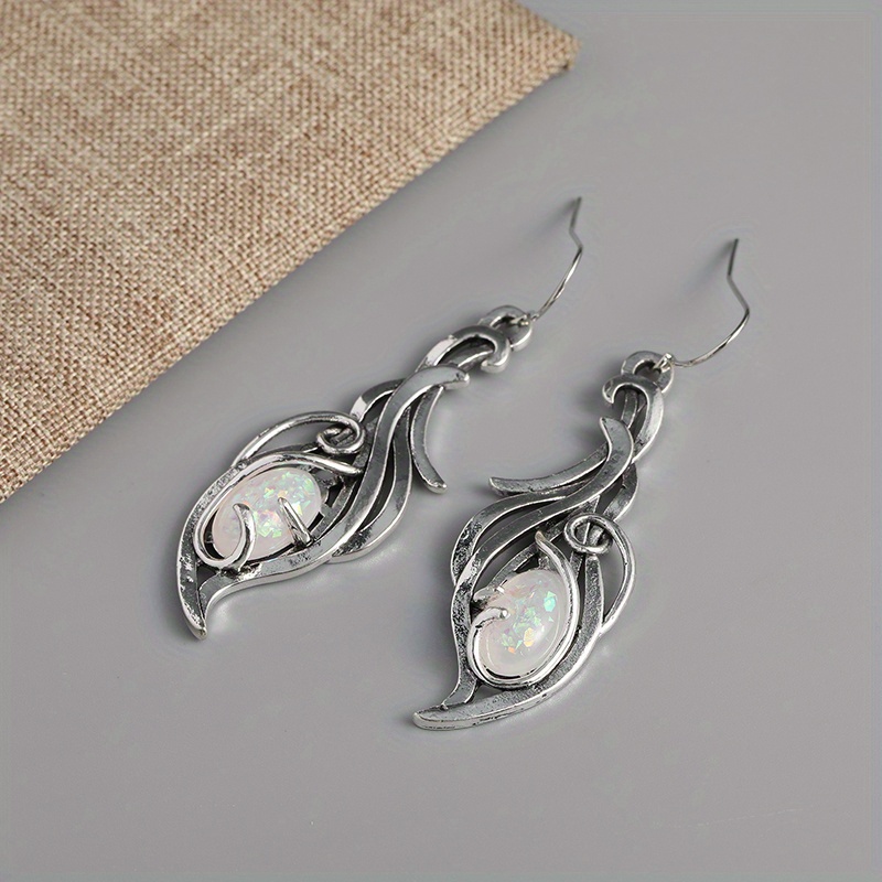 앤틱 실버 속이 빈 불꽃 모양 드롭 귀걸이, 눈물방울  - Ethnic Fashion Wear For Women 리뷰 및 가격