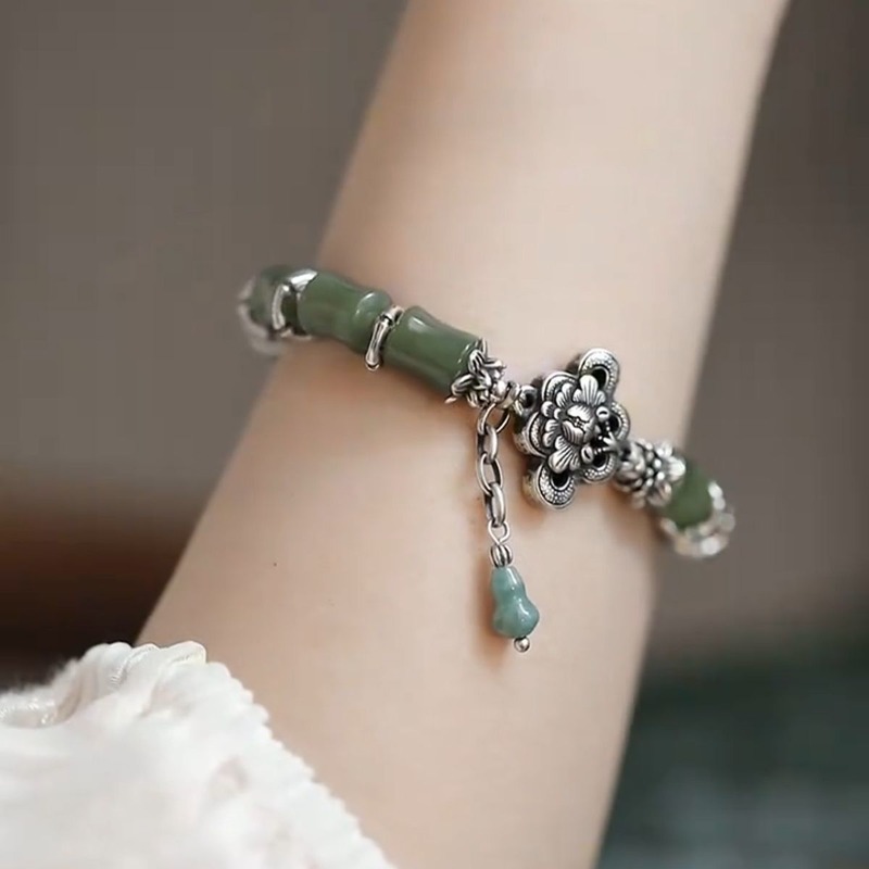 새로운 중국풍 빈티지 대나무 조롱박 태슬 비즈 팔찌 여 - Ethnic Fashion Wear For Women 리뷰 및 가격