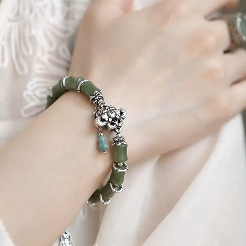 새로운 중국풍 빈티지 대나무 조롱박 태슬 비즈 팔찌 여 - Ethnic Fashion Wear For Women 리뷰 및 가격
