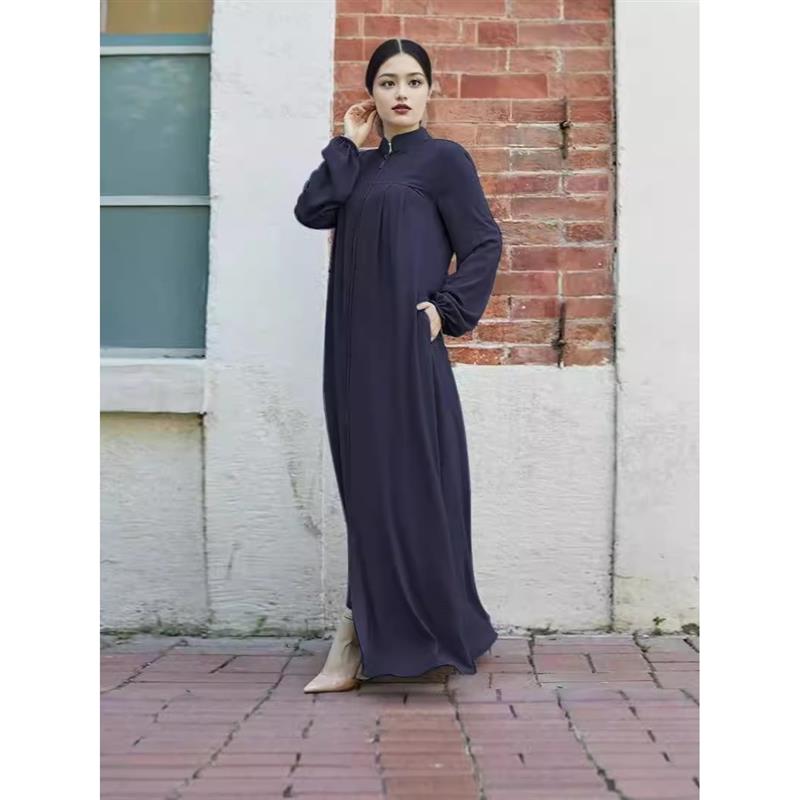중동 스타일 드레스 여성 패션 스탠드 칼라 포켓 드레스 - Ethnic Fashion Wear 리뷰 및 가격